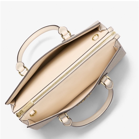 Michael Kors Sheila Medium Signature Logo and Metallic Satchel Crossbody - Picture 4 of 16